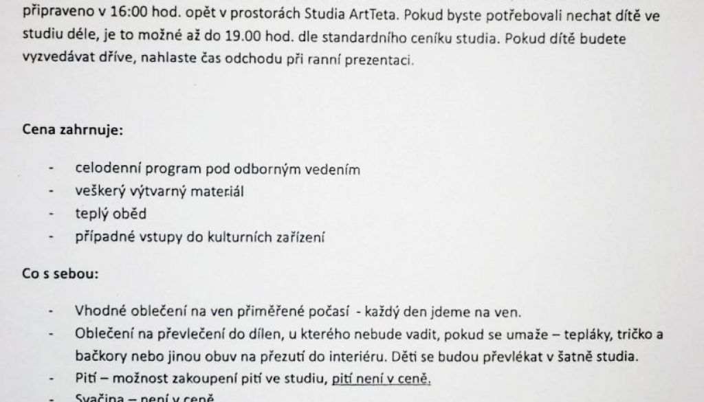 podrobné info o příměst.táborech